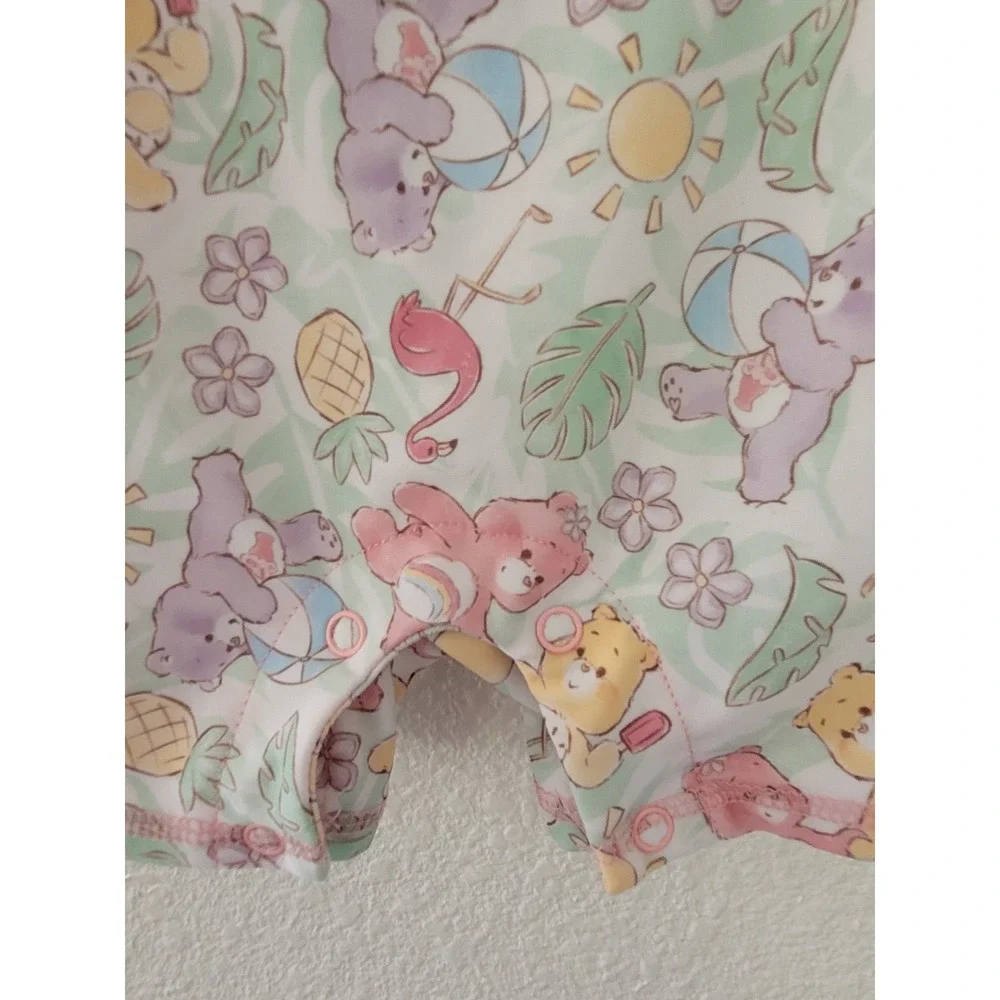 Care Bears Baby Pink Tropical Ruffle Back Rash Guard Swimsuit 6-9 Months #9